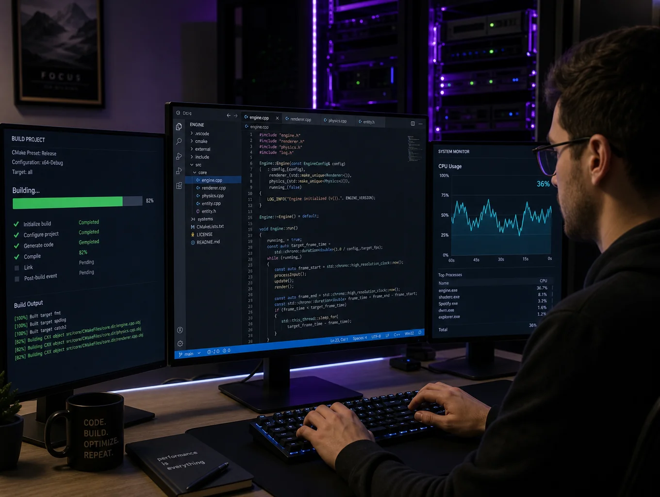 Developer deploying automated AI agent code into a production environment