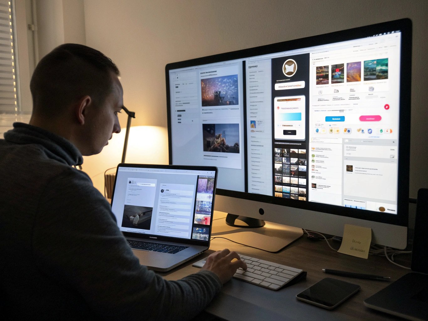 Designer working on high-performance web interface layout
