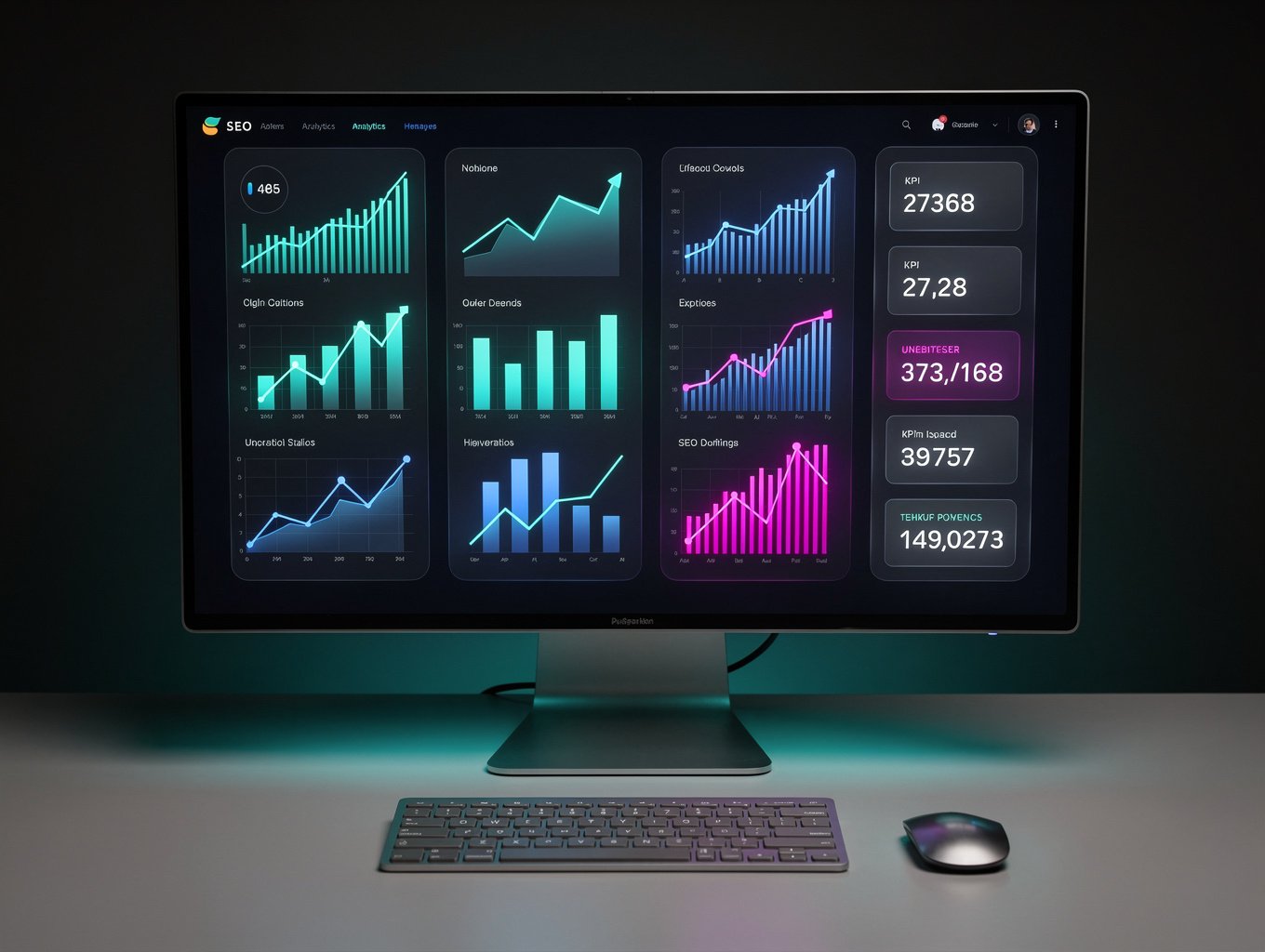 SEO analytics dashboard showing growth metrics